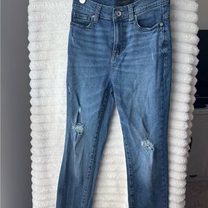 Kendall & Kylie Blue Ripped highrise straight Jeans